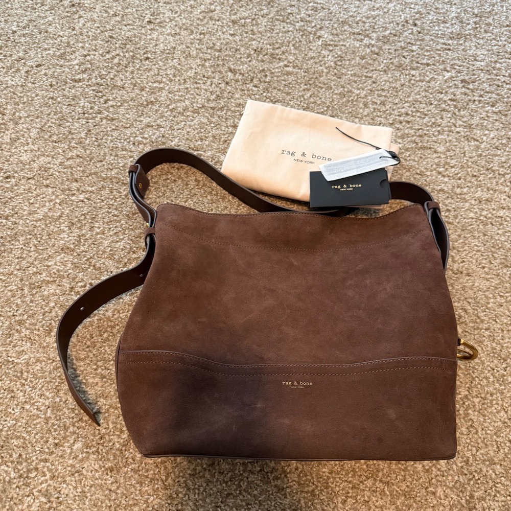 Rag &‎ Bone Clinton bucket bag chocolate brown  leather suede minimalist slouchy - Picture 2 of 11